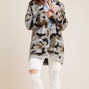 Anthropologie Gray and Brown Camouflage Cardigan